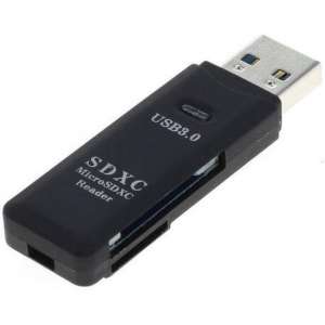 Compacte Snelle 2 in 1 USB 3.0 Geheugenkaart lezer / MemoryCard Reader Adapter - SD  en Micro SD kaart reader| Zwart