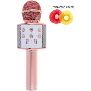 Karaoke Microfoon - Karaoke Set - Draadloos - Bluetooth Verbinding - Stemvervormer - Rosé goud - Aha goods