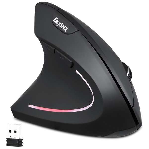EasySMX G814-L, Draadloze ergonomische muis, 2400 DPI, linkshandige muis, Grijs/Zwart