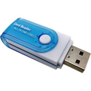Multifunctionele USB Kaartlezer 4 in 1 USB 2.0 M2 SD SDHC SD TF Geheugenkaart Smart Reader - Blauw