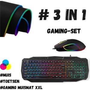 Gaming PC 3 in 1 set|Gaming muis 64000DPi |Gaming keyboard|Gaming toetsenbord|muismat|Pro RGB LED Muismat|muis 64000DPIXXL