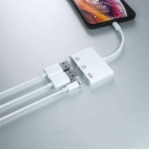 Lightning naar USB  3 adapter - 3 in1  2 x USB en 1 x USB 3