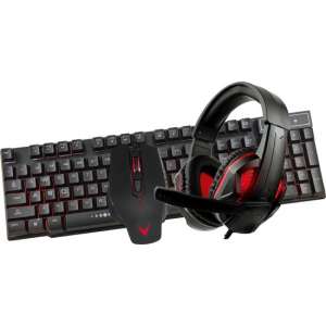 PLATINET VARR GAMING VG4IN1SET01 4-in-1 gaming starterskit met verlichting incl. US layout keyboard, headset, muis en muismat