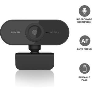 Full HD Webcam - 1080p - Microfoon - USB - Zwart