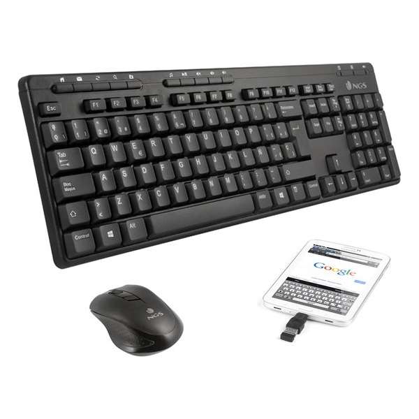 NGS Epsilon Kit - RF Draadloos Toetsenbord - QWERTY - Draadloze keyboard - Draadloze muis - Zwart - Combinatie set