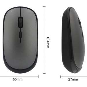 Mediafina Mini Muis -  Bluetooth 5.0 - USB - Heroplaadbare Muis  - Grijs/Zwart - Voor MAC, Laptop en PC