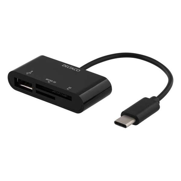 Deltaco UCR-155 USB-C kaartlezer SD (SDXC) en Micro-SD (SDXC) card reader
