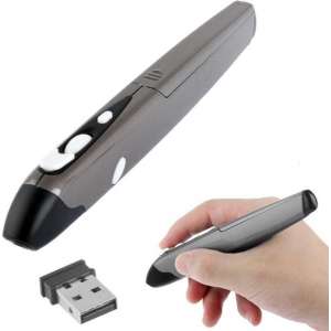 2 4 GHz 500 / 1000cpi Wireless Pen muis met USB Mini ontvanger  transmissie afstand: 10m (Gray)(grijs)