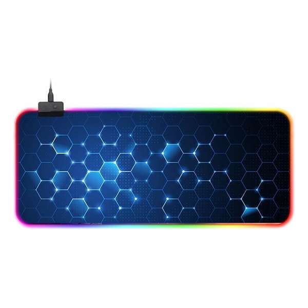 RGB Gaming Muismat XXL (80x30) | LED Verlichting Muismat | Anti-Slip | Waterproof | Extra Breed en Lang | Honingraat