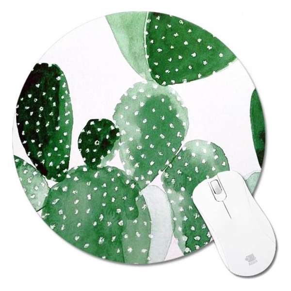 Muismat Rond Cactus | Muismat Rubber | Mousepad 20 x 20 cm