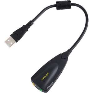 Ninzer Externe USB Geluidskaart 3.5mm Audio en Mic Adapter 7.1 | Zwart
