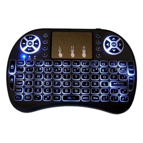 Type i8 keyboard met Backlight Draadloos mini multimedia toetsenbord met touchpad + oplaadbare accu