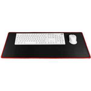 Gaming mousepad extra groot 900x400x3mm - zwart met rood stiksel