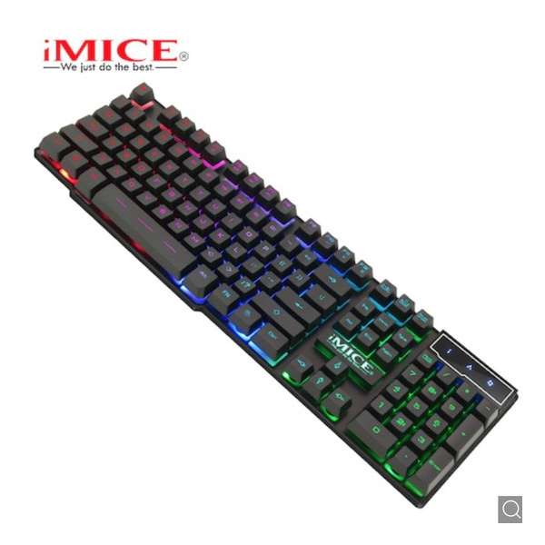 iMICE AK600 3-kleuren backlight Bedraad USB-gamingtoetsenbord - Zwart