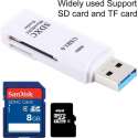 Compacte SD en Micro SD kaartlezer adapter naar USB 3.0 | Wit | Snel | 6CM