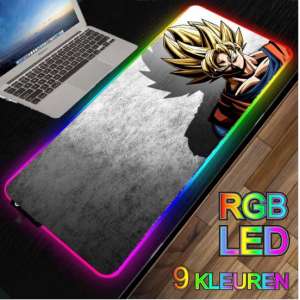 RGB LED -- Muismat -- Dragonball Z - Goku  -- 40x90Cm -- LED Verlichting - Gaming muismat XXL -- Waterproof -- Mouse pad -- DBZ