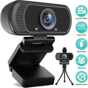 Professionele Webcam 4K lens voor PC met Ingebouwde Microfoon & Inclusief Gratis Webcam Cover + Statief