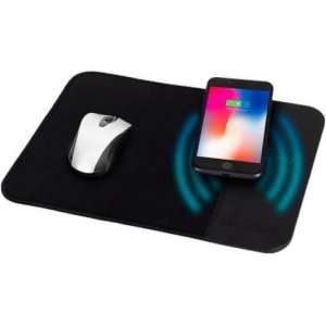 Muismat met draadloze oplader- telefoon- iphone- samsung- zwart - gaming - gamen - games