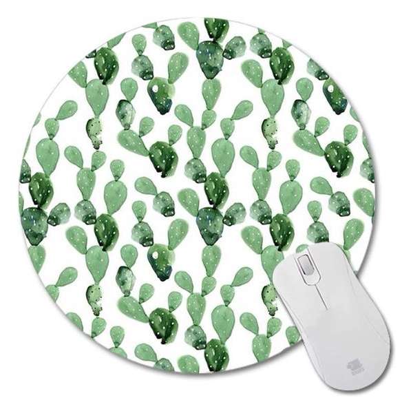 Muismat Rond Cactussen | Muismat Rubber | Mousepad 20 x 20 cm
