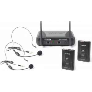 Vonyx STWM712H 2-kanaals VHF Draadloos Microfoonsysteem met headsets