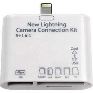 Lightning naar USB / SD  kaartlezer - cardreader - camera connection kit - 5 in 1 - voor Apple Ipad Mini, Ipad 4, Ipad Air