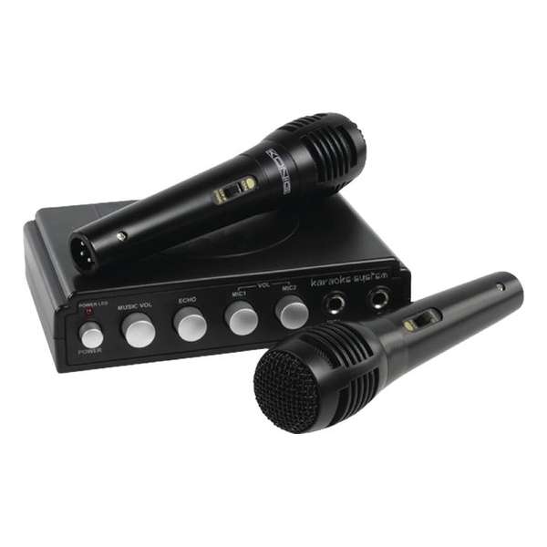 Nedis karaokemixer set met 2 bedrade microfoons / zwart