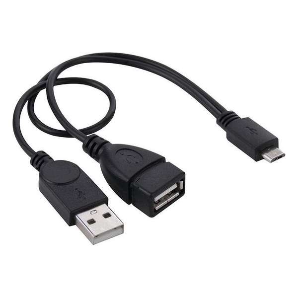 Micro USB to USB 2.0 Male & USB 2.0 Female Host OTG Converter Adapter Kabel, Length: About 30cm(zwart)