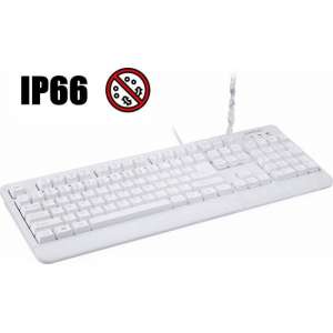 Perixx Periboard 517 W Afwasbaar toetsenbord (IP65) Antibacterieel toetsenbord | QWERT/US - Wit