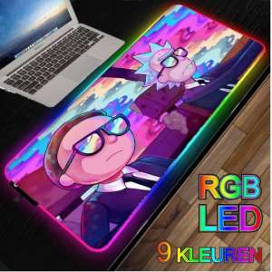 RGB LED -- Muismat -- Rick and Morty  -- 40x90Cm -- LED Verlichting - Gaming muismat XXL -- Waterproof -- Mouse pad