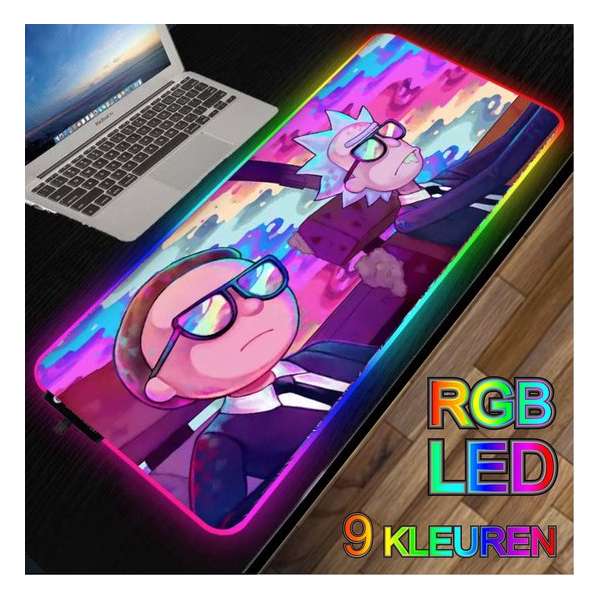 RGB LED -- Muismat -- Rick and Morty  -- 40x90Cm -- LED Verlichting - Gaming muismat XXL -- Waterproof -- Mouse pad