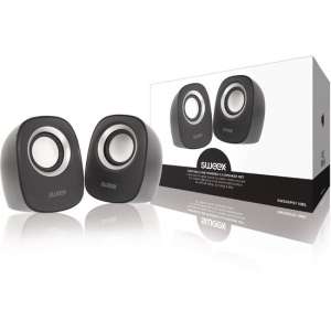 Sweex SW20SPS110BL Mini Speaker 2.0 Bedraad 4 W Zwart/Zilver