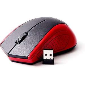 Optical mouse – Draadloze muis voor de computer 2.4GHz – Rood met Zwart