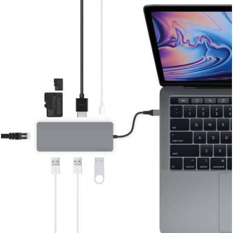 iMounts USB-C hub/adapter - Ethernet en HDMI aansluiting - MacBook - Space Gray