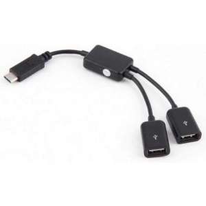 DrPhone 2in1 HUB Type-C 3.1 – 2x USB Female – Splitter - Converter – Hoog kwaliteit Kabel Adapter – Smartphone & Tablet – Zwart