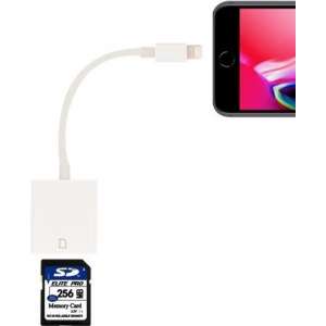 Premium SD kaart lezer adapter voor iPhone en iPad kabel Wit / White 11cm (8-pin)