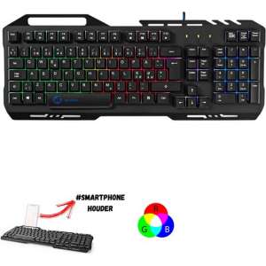 Gaming toetsenbord| RGB-verlichting | USB 2.0 | US International | Metalen designsmartphonehouder|RGB|