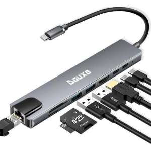 USB C Hub voor MacBook, Dell, HP en lenovo (Thunderbolt 3) met HDMI en 7 andere Poorten - Dockingstation II8 Douxe