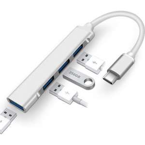DrPhone ONVIA - USB-C - 4 Poort USB 3.0 / 2.0 Dock - Type-C Aluminium Case - Docking - Extra USB Poorten Uitbreiding