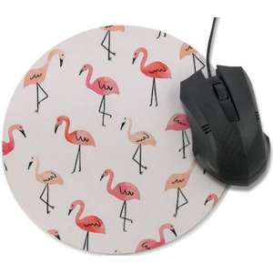 Muismat Flamingo met textiel toplaag - rond 20 cm