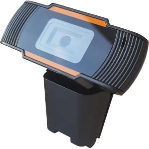 NÖRDIC WEBCAM-720, Webcam met microfoon voor PC, laptop, Webcamera HD 720p, zwart/oranje