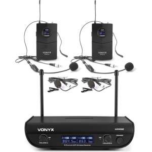 Draadloze microfoon - Vonyx WM82 Draadloze UHF microfoonset met 2x headset