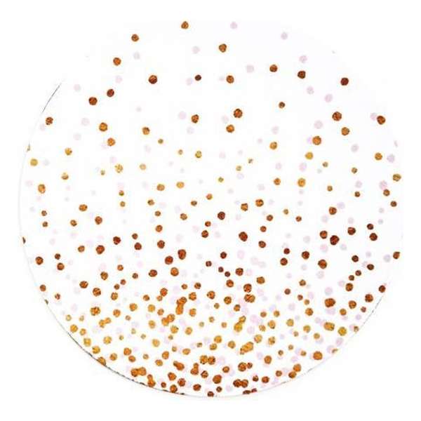 Moodadventures | Muismatten |Muismat Rond Pink and Gold Dots | Rubber | 20x20 cm.