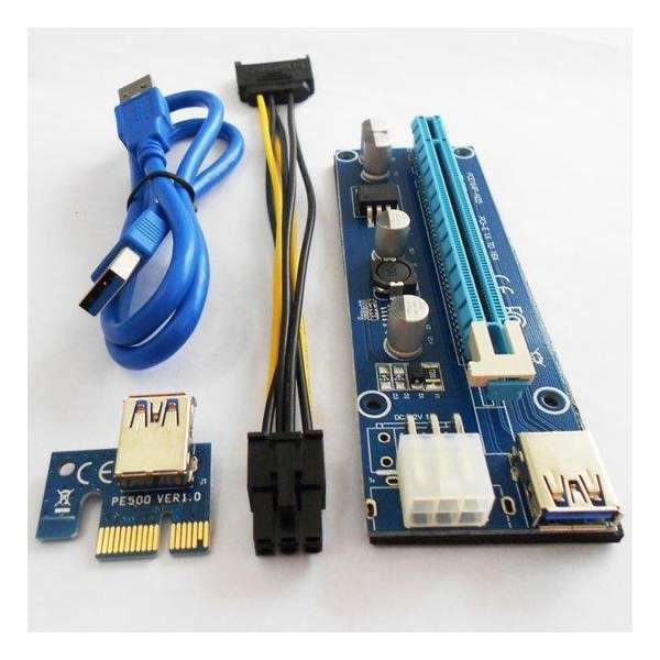 PCI-E 1x to 16x Powered USB 3.0 Extender Riser 006C Voor mining BTC/ETH/LTC