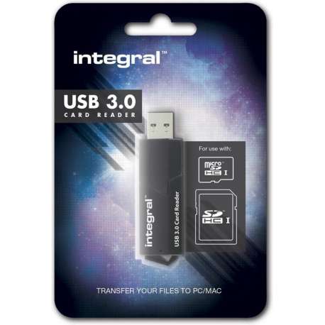 Integral Card Reader USB 3.0 voor SDHC - MicroSDHC / Zwart