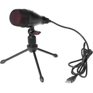 NÖRDIC MFK-008 USB-tafelmicrofoon met standaard voor uitzending, podcast en gaming-pc, Mac en Win, Zwart