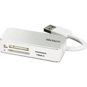DELTACO UCR-147, USB Cardreader USB 3.1 Gen 1 SD, Micro SD en MemoryStick Pro/Duo Kaartlezer Windows & macOS zilver