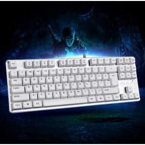 AULA F2012 Aannemer Serie 87 Toetsen USB Bedraad Mechanisch Gaming Keyboard (Wit)