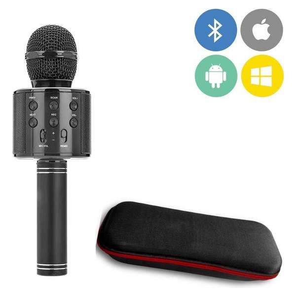 Bluetooth Karaoke Microfoon - Draadloos met HiFi Speaker Box - Set voor Android/iPhone/Apple - Zwart