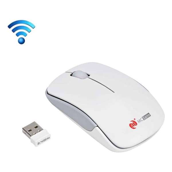 MC Saite MC-367 2,4 GHz draadloze muis met USB-ontvanger voor computer PC-laptop (wit)