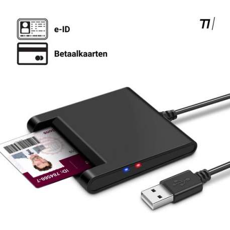 TIKKENS eID Kaartlezer - Identiteitskaartlezer - Smartcardlezer - SmartCard - eID Lezer - Windows/Mac/Linux - USB - Zwart